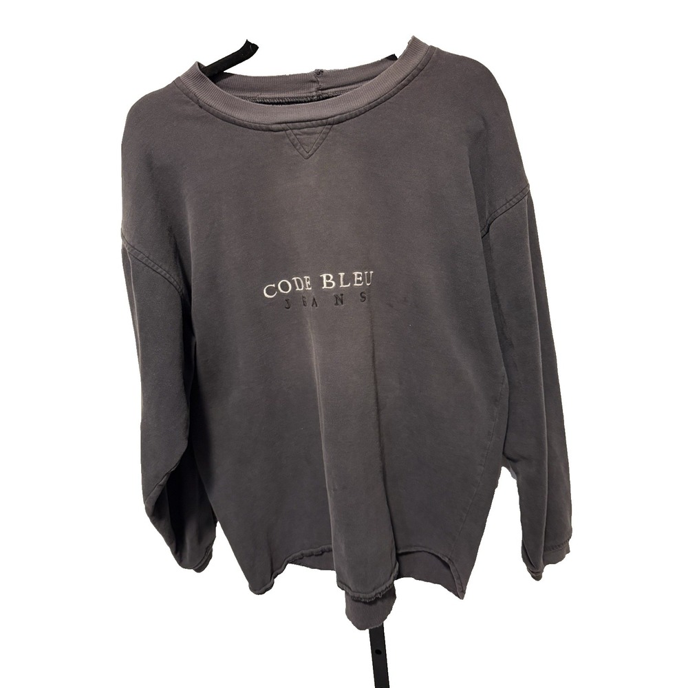 Vintage Code Bleu Jeans Sweatshirt‎ Made USA Small Black 90s Minimalist Cotton